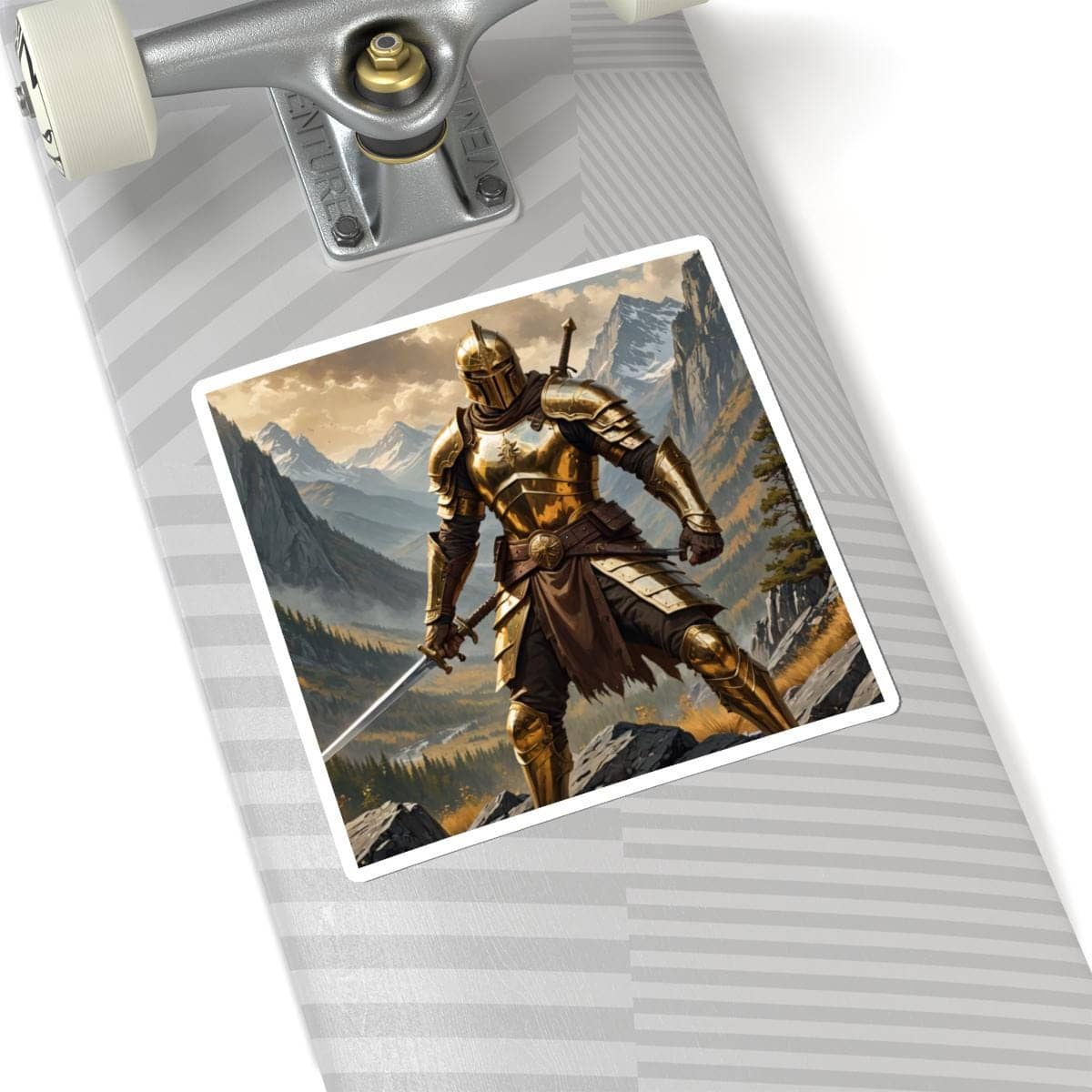 Sticky cover for combat journals, featuring a detailed warrior wielding a sword, printed on a sticker