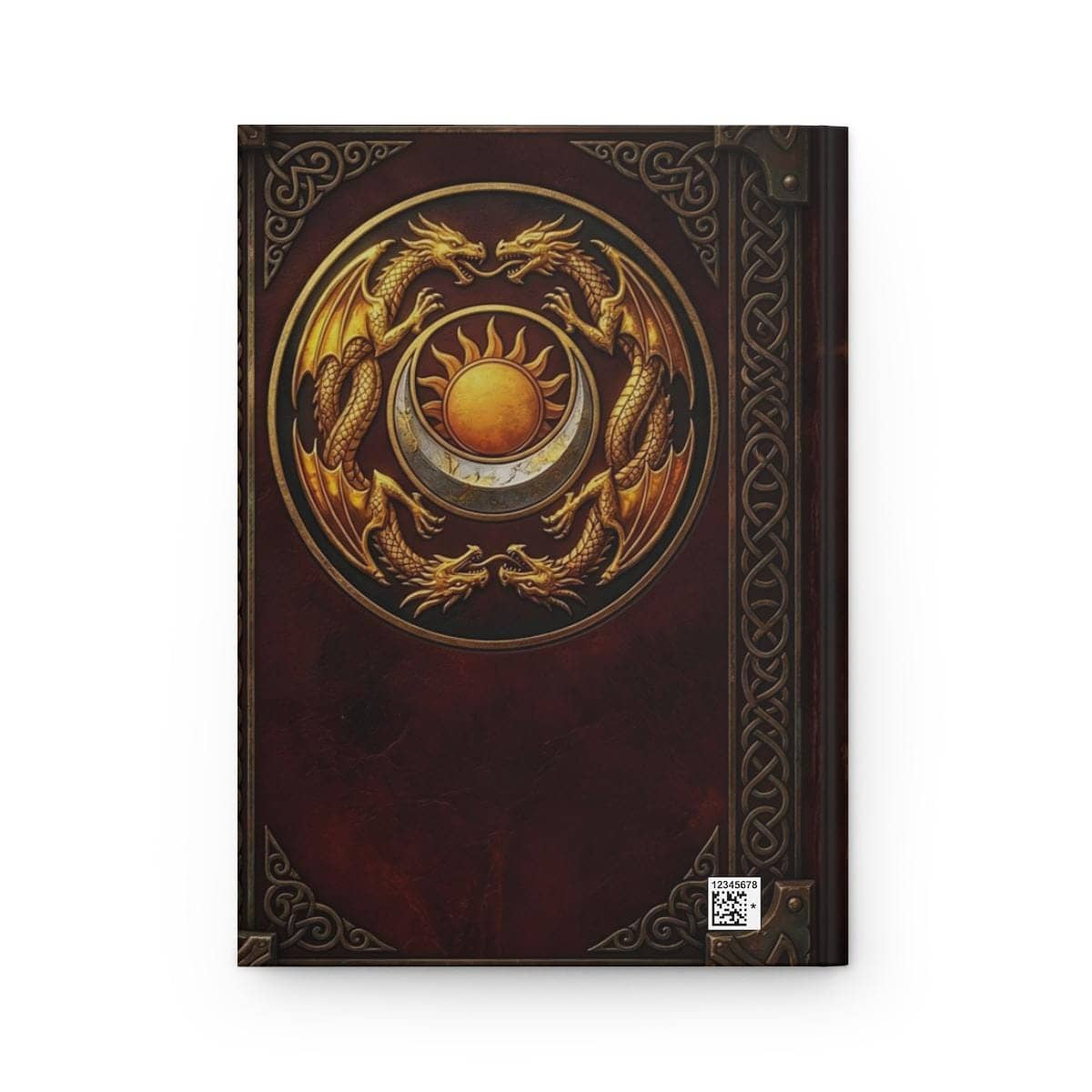 Hardcover ruled fantasy campaign journal designed as an ancient pact tome, back view