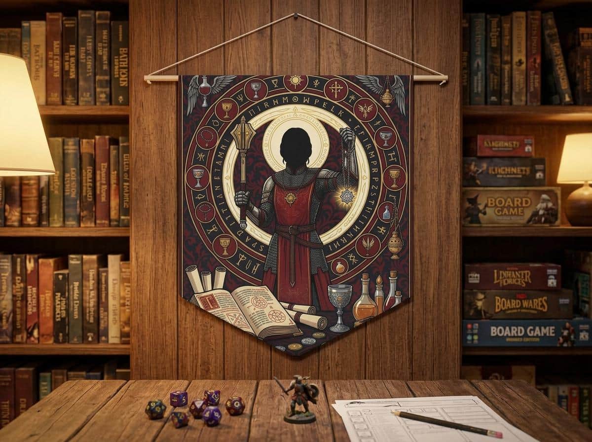 Female Human Cleric Pennant, D&D Wall Hanging