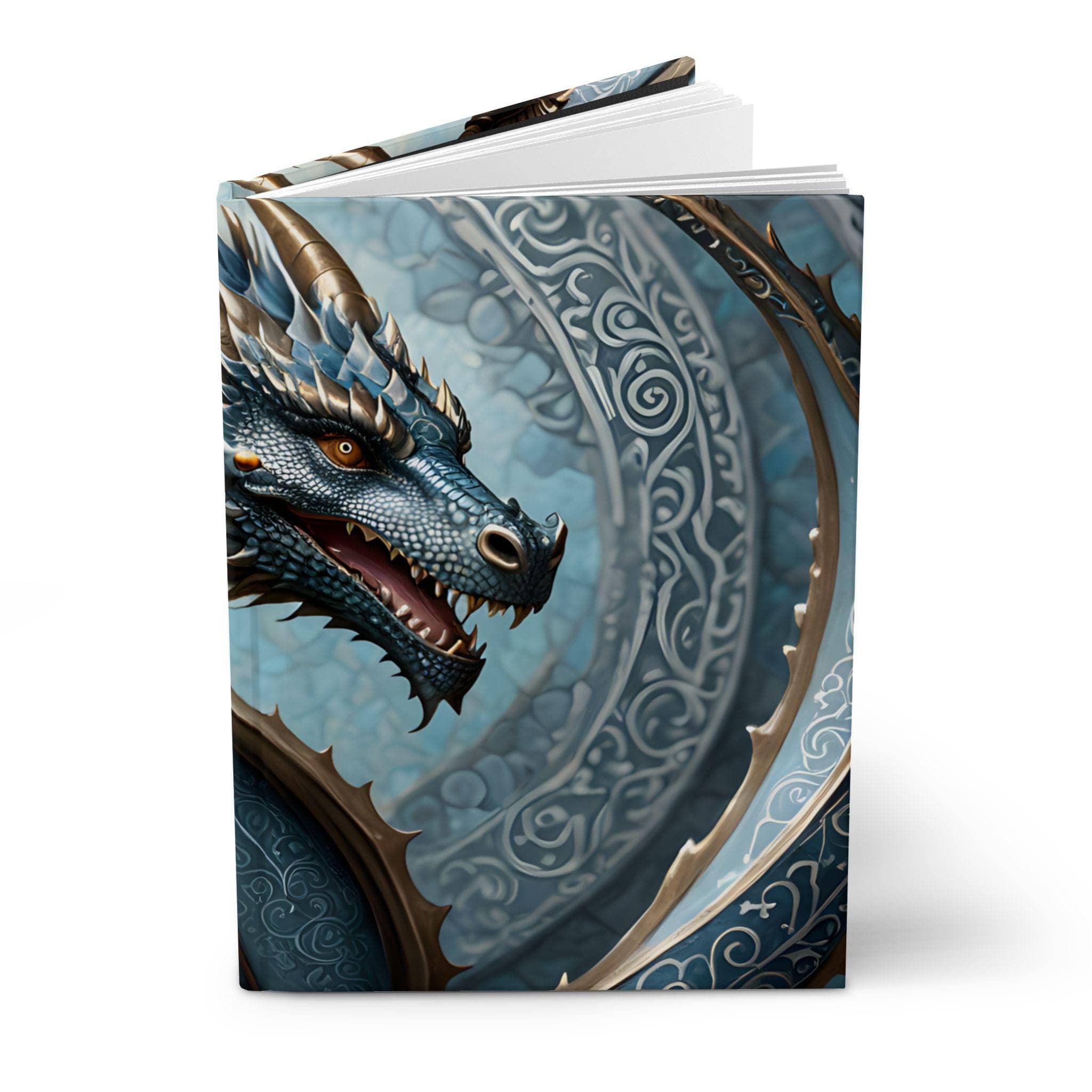 A journal with designs inspired by tabletop roleplaying characters, extending the proven 'dnd' theme, opened