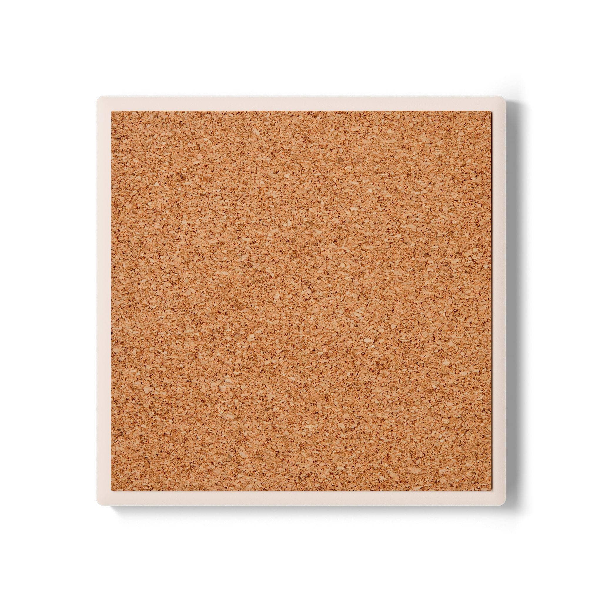 A square high-gloss drink coaster designed to look like a direct top-down view into a translucent acidic gelatinous cube trapping sunken dice and adventurer bones, serving as a witty spill hazard for campaign nights, back view