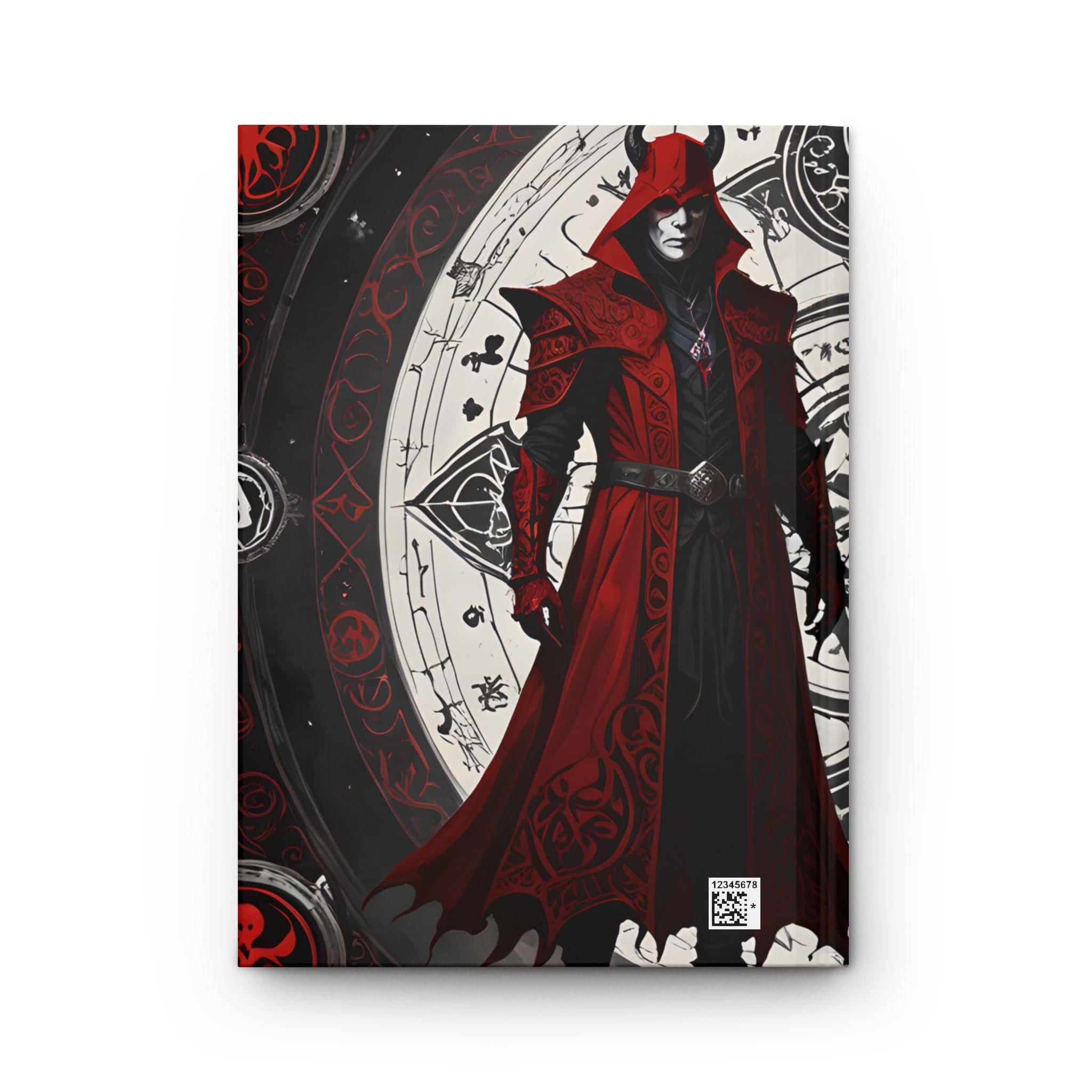 Document your fiendish pacts and dark magic in this exclusive, gothic journal, back view