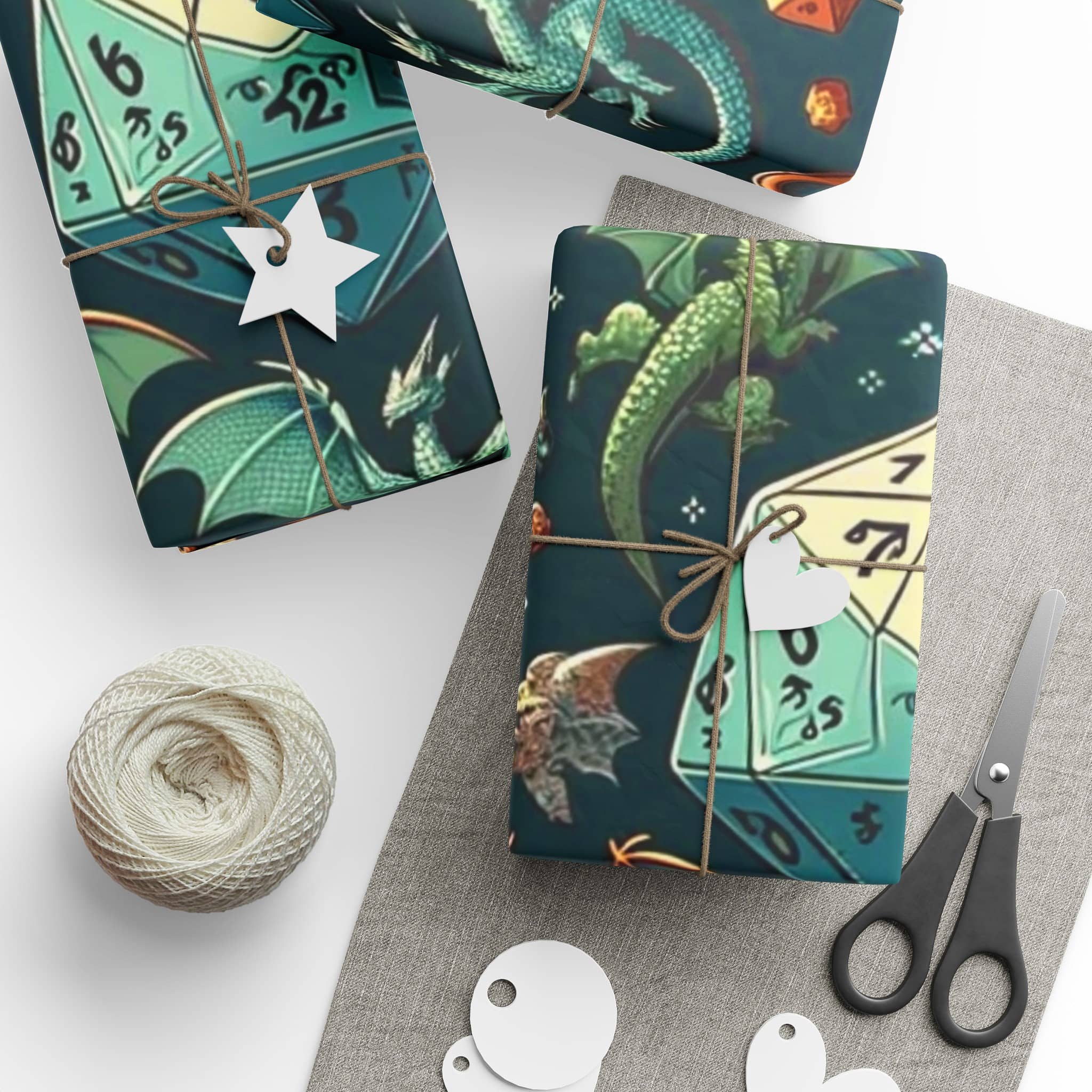 Festive Dragon and Dice Wrapping Paper wrapping paper, photo 10 of 10