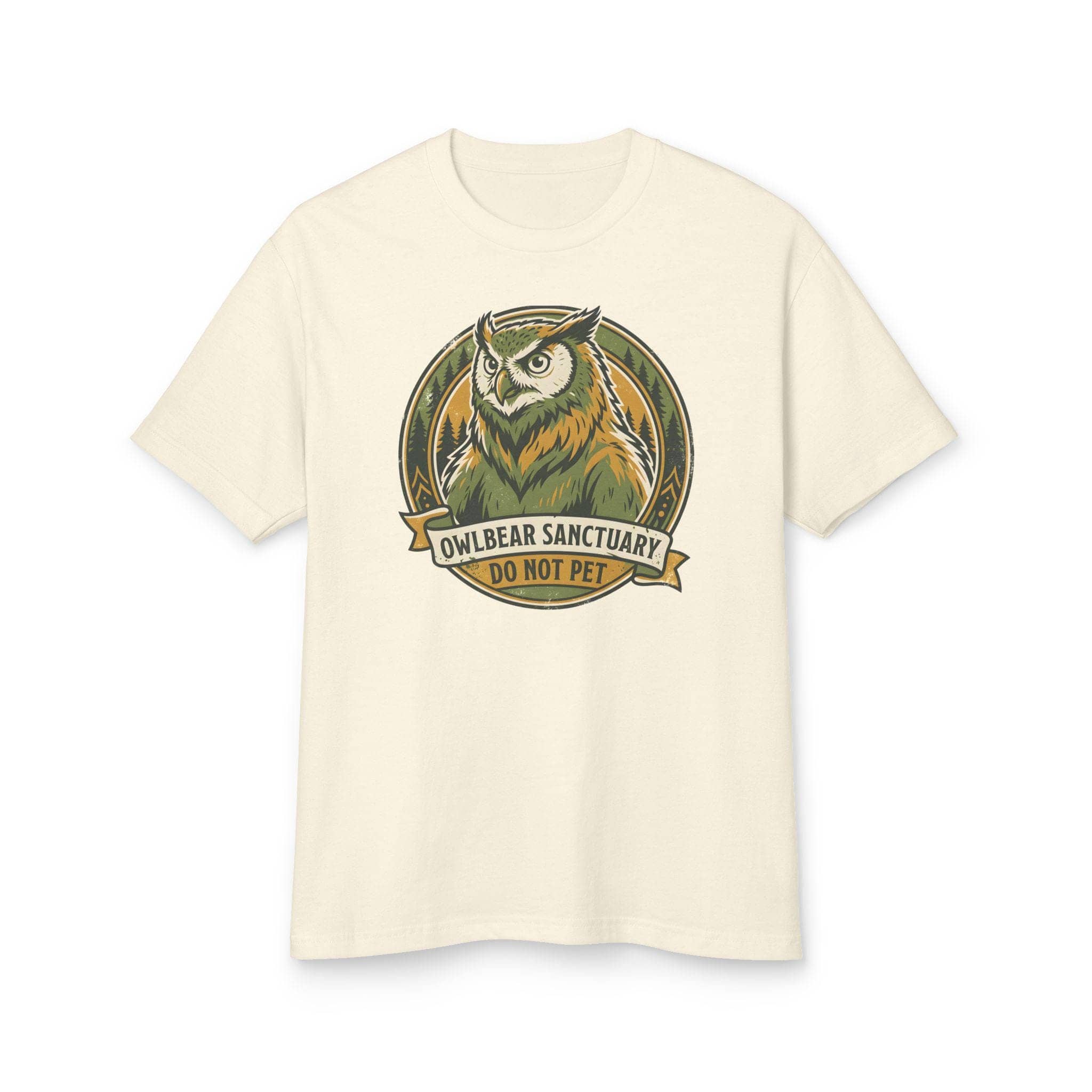 Vintage national park souvenir graphic tee featuring tabletop gaming's favorite deadly predator alongside a cheeky 'Do Not Pet' warning for players who insist on taming wilderness monsters, front view