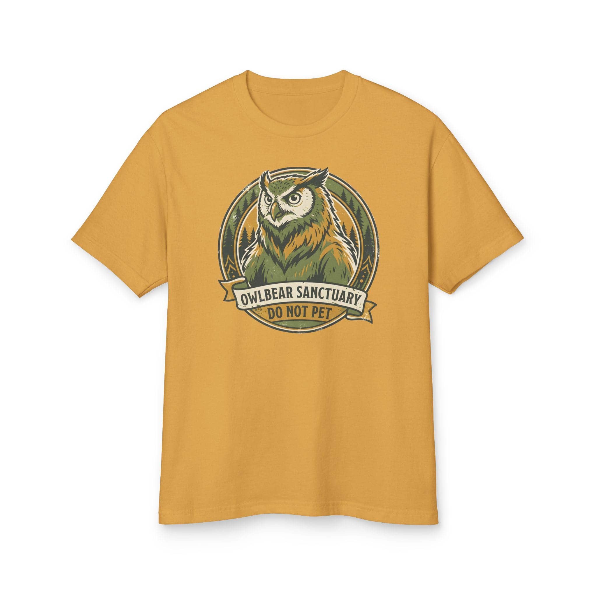 Vintage national park souvenir graphic tee featuring tabletop gaming's favorite deadly predator alongside a cheeky 'Do Not Pet' warning for players who insist on taming wilderness monsters, front view